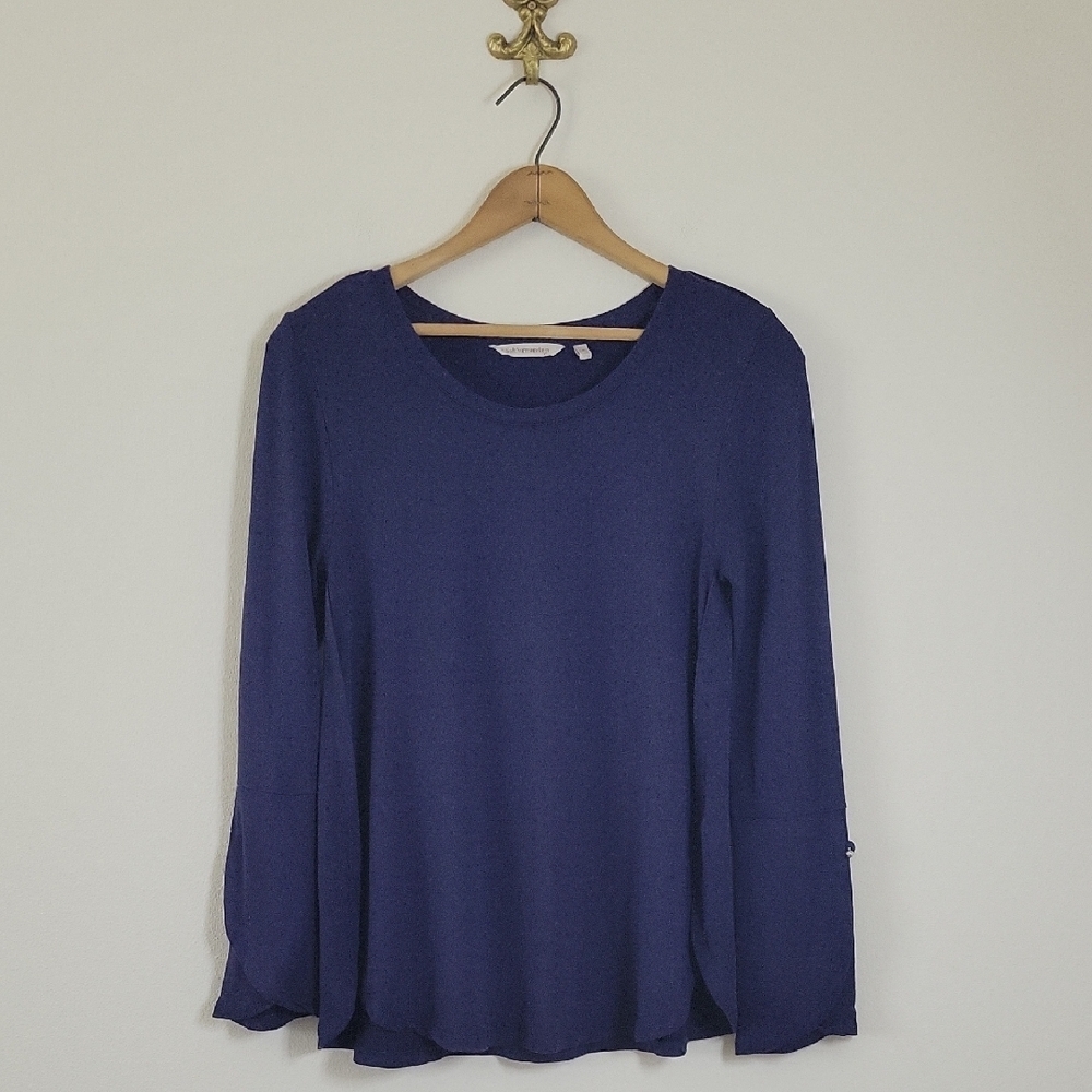 Soft Surroundings Navy Blue Bonair Knit Long Sleeve Tee‎ Size Small